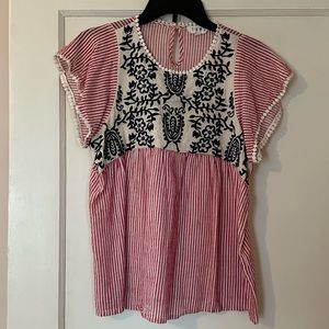 SIZE MEDIUM RED, WHITE, AND BLUE THML SHIRT